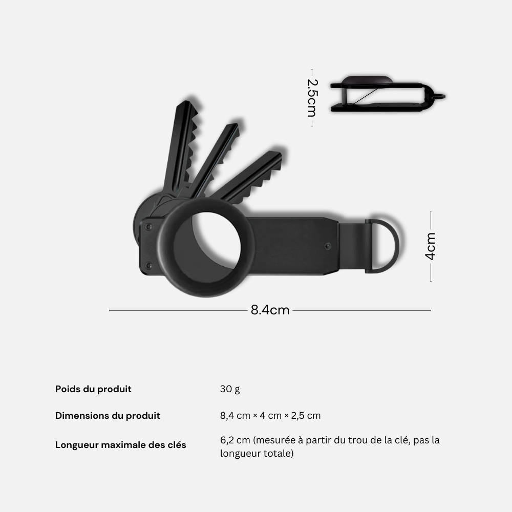 Organiseur de clés minimaliste en aluminium – Porte-clés compact 2 à 5 clés