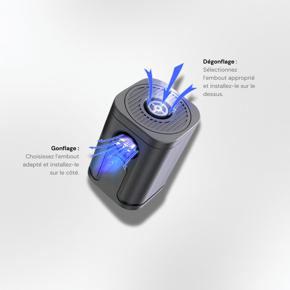 Pompe à air portable sans fil – Gonflage et dégonflage rapide avec 5 embouts