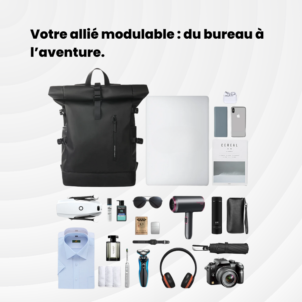 Roll NomadBack — 20 à 27 L - Sac à dos extensible & USB