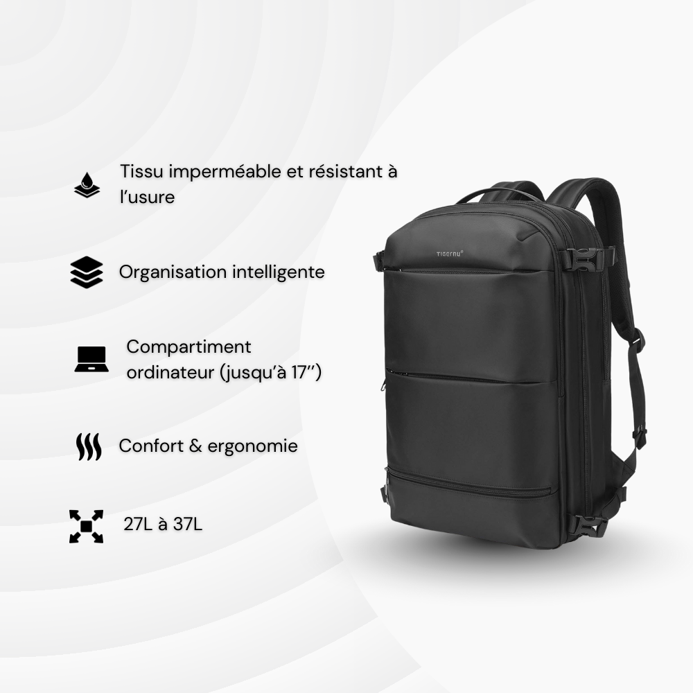 SoftBack — 27 à 37L — Sac à dos Extensible et à Compression