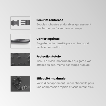 Sac de compression sous vide réutilisable – Étanche, léger, gain de place
