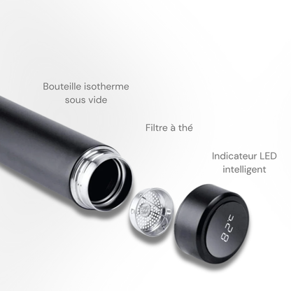 Bouteille d’eau intelligente inox – Isotherme double paroi avec affichage LED