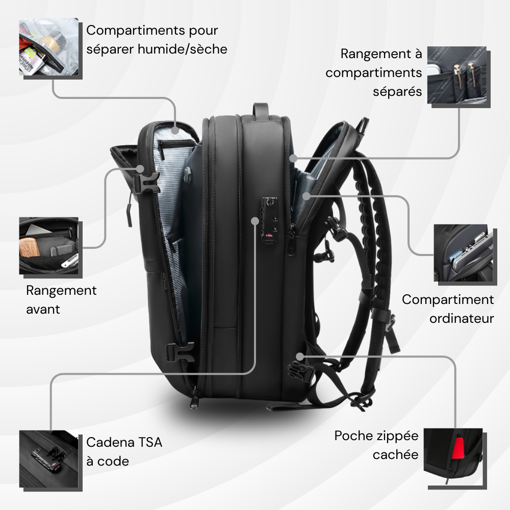 NomadLock — 25 à 50L – Sac à Dos Étanche & Extensible à Compression