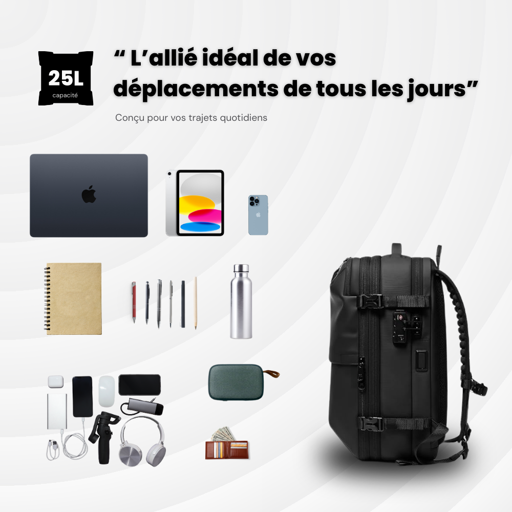 NomadLock — 25 à 50L – Sac à Dos Étanche & Extensible à Compression